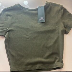 Wild fable olive green cropped shirt